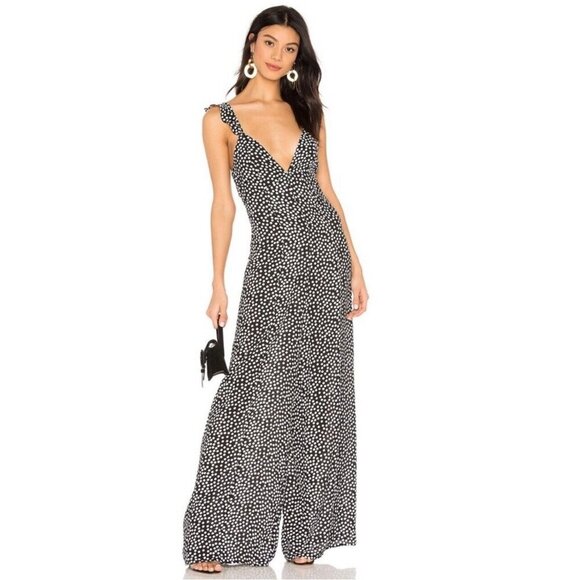 RESA Jilly Jumpsuit Wide Leg Polka Dot Black White SZ XS - Picture 2 of 9